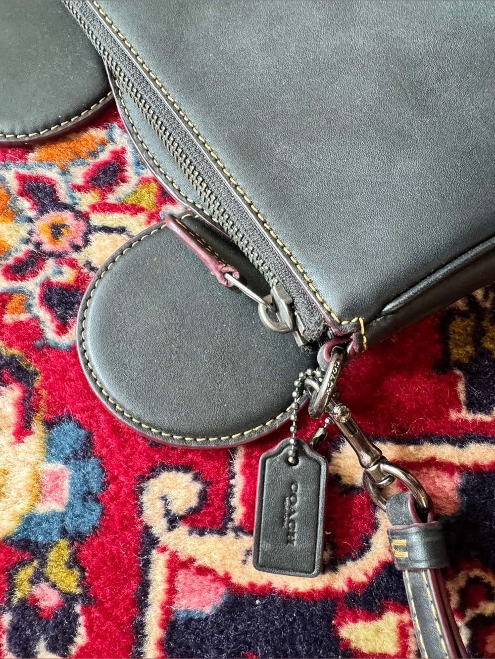 Coach Black Leather Wristlet with Mickey Mouse Ears Detail Disney- Rare
